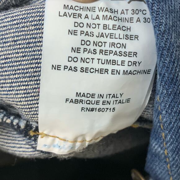 Retrofete Tori Denim Jumpsuit Size Medium Short Puff Sleeve Button Front w Belt - Picture 7 of 12